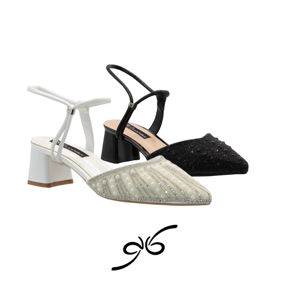 کفش زنانه نگینی مرواریدی پشت باز