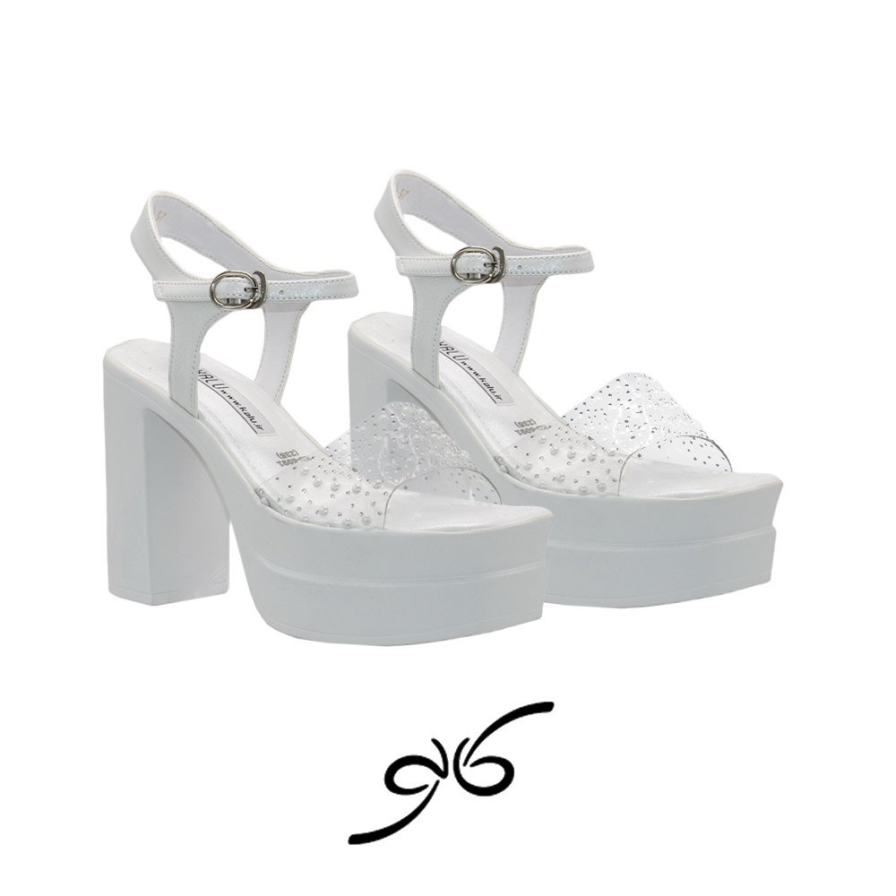 صندل پاشنه دار طلق مرواریدی