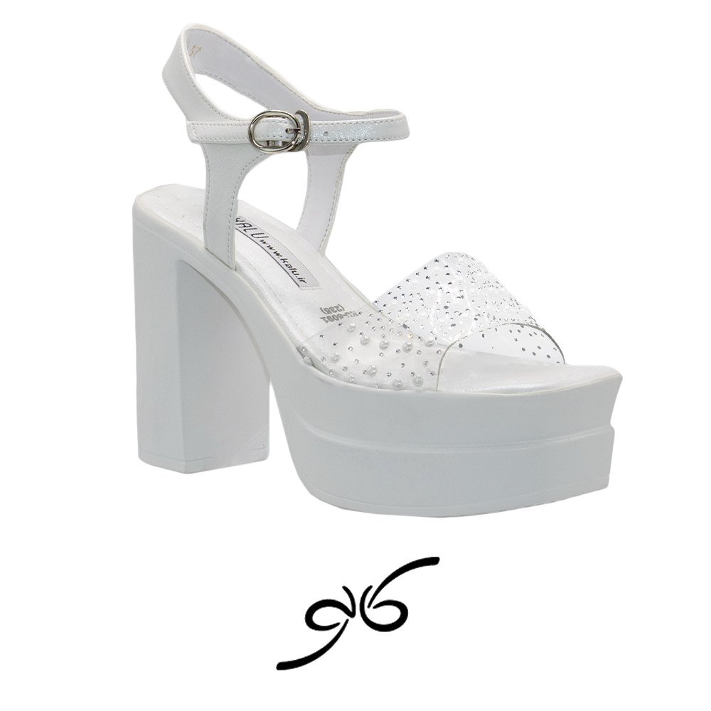 صندل پاشنه دار طلق مرواریدی