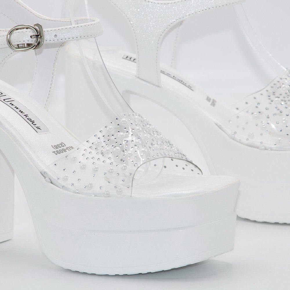 صندل پاشنه دار طلق مرواریدی